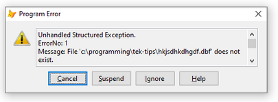 unhandled structured exception