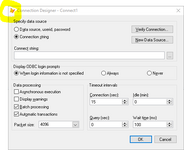 VFP connection designer dialog